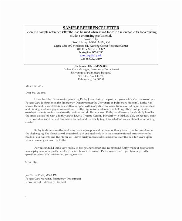 Letters Of Recommendation for Nurses Best Of Sample Nursing Re Mendation Letter 9 Examples In Word Pdf