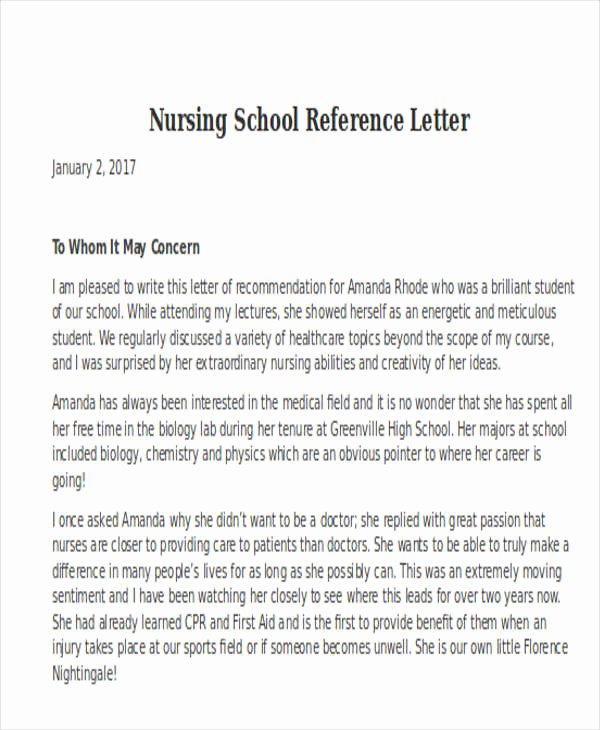 Letters Of Recommendation for Nurses New 5 Letter Of Re Mendation for Nursing School Template Daily Roabox