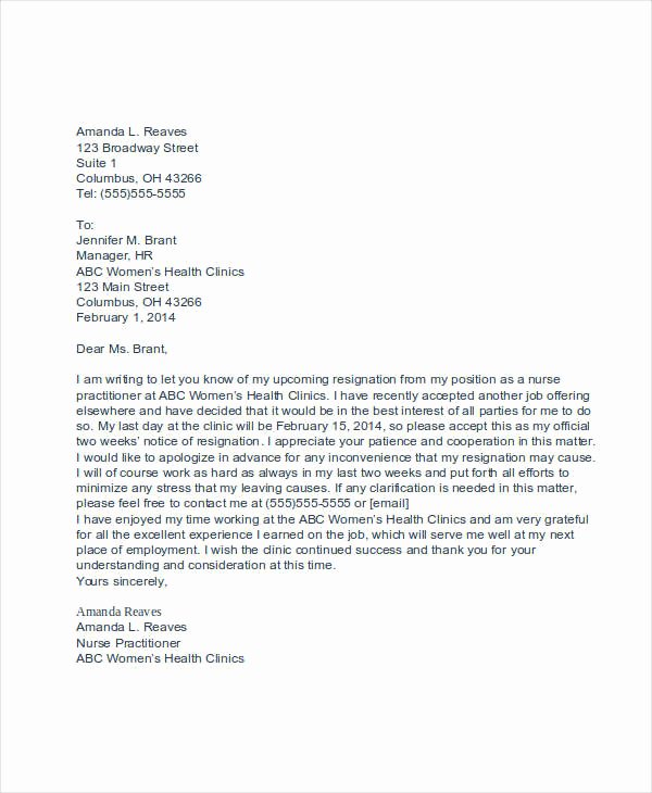 Letters Of Resignation Nursing Fresh 34 Free Resignation Letter Templates Pdf Doc