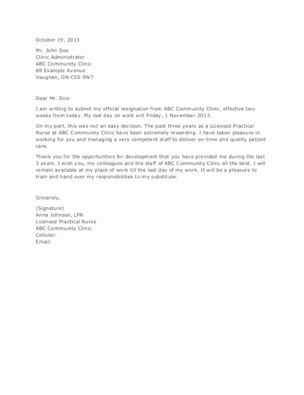 Letters Of Resignation Nursing Unique Rn Resignation Letter