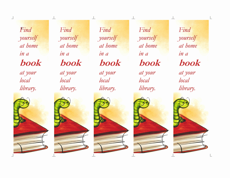 Library Card Template Microsoft Word New Library Bookmarks 5 Per Page Templates Printables