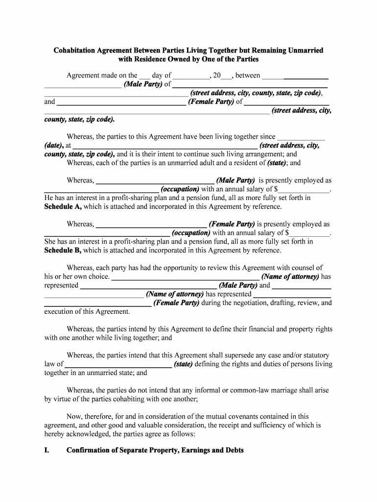 Living Agreement Contract Template Fresh Cohabitation Agreement Fill Line Printable Fillable