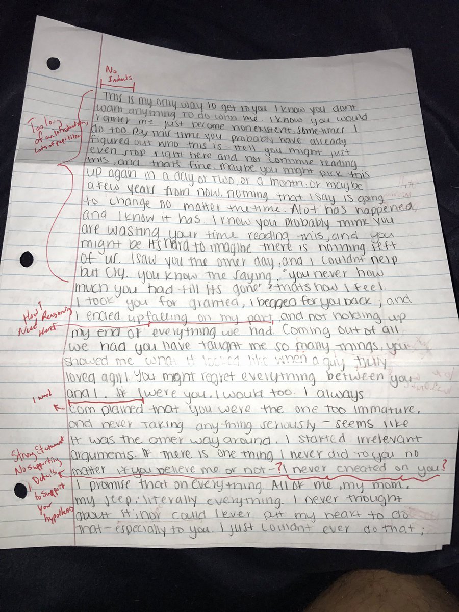 Love Letter to Ex Girlfriend Awesome Student who Graded His Ex Girlfriend’s Apology Letter and Tweeted It Suspended From School