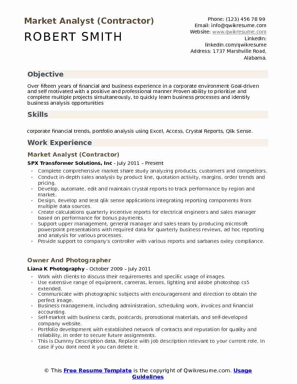 Market Research Analyst Resume Lovely Market Analyst Resume Samples