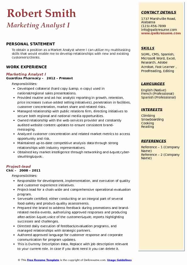 Market Research Analyst Resume Unique Marketing Analyst Resume Samples