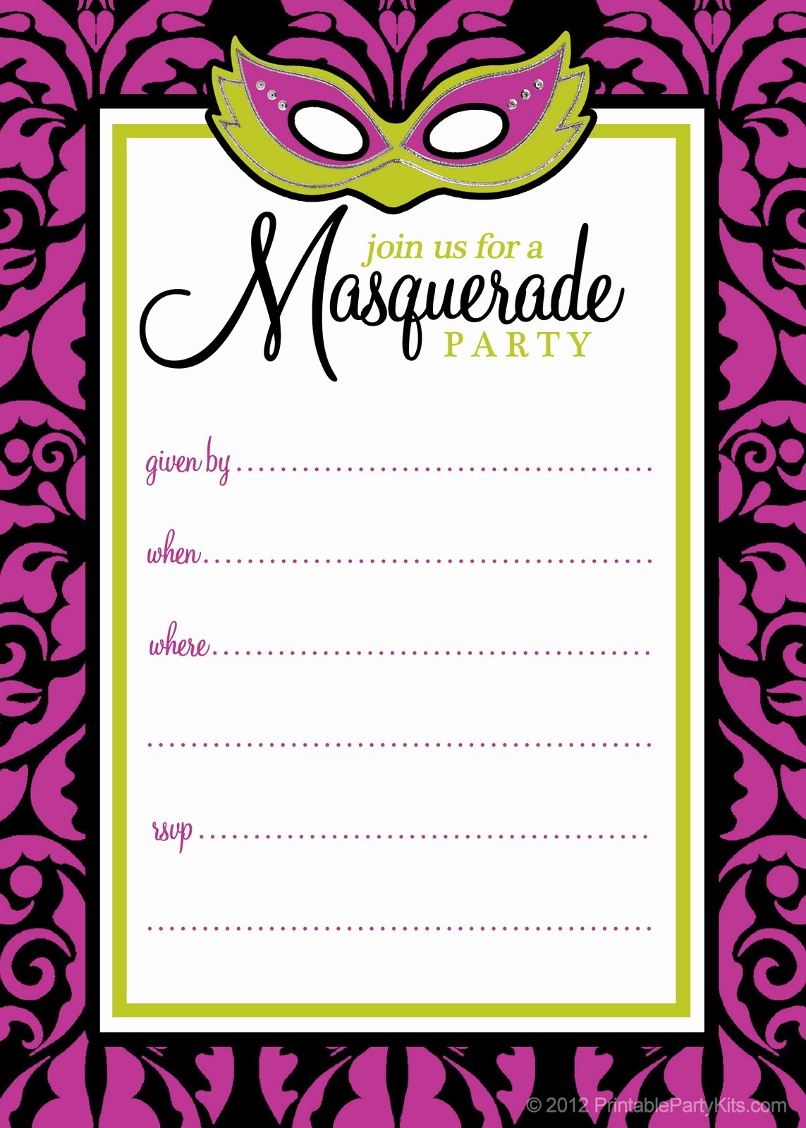 Masquerade Invitations Template Free Awesome Free Printable Party Invitations Masquerade or Mardi Gras Party Invitations