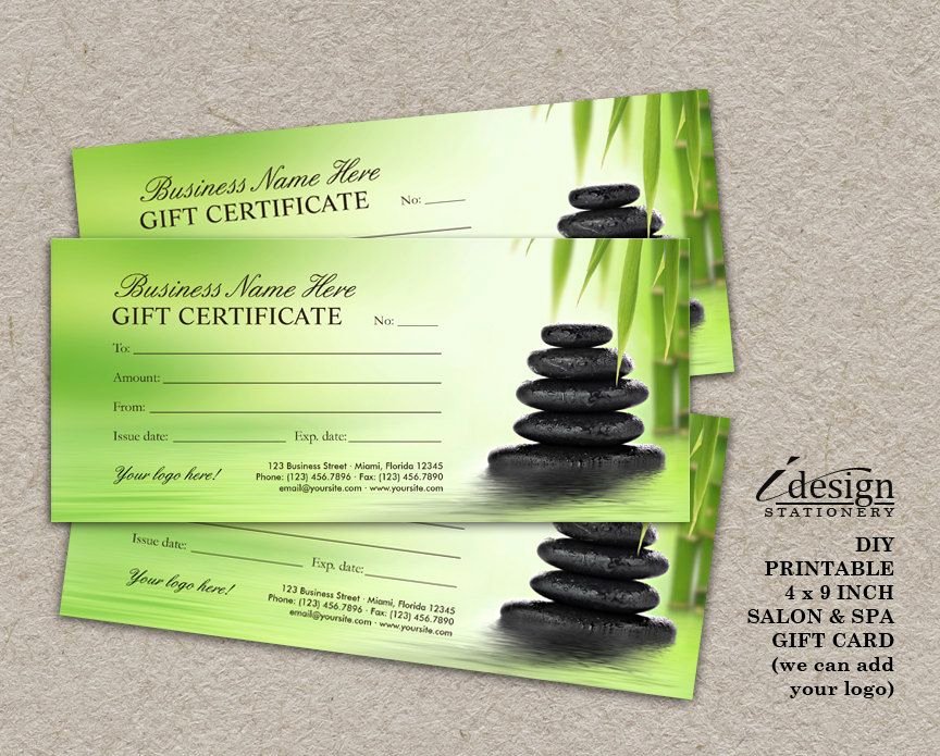 Massage Gift Certificate Template New Salon Gift Certificate Printable Spa Gift Card