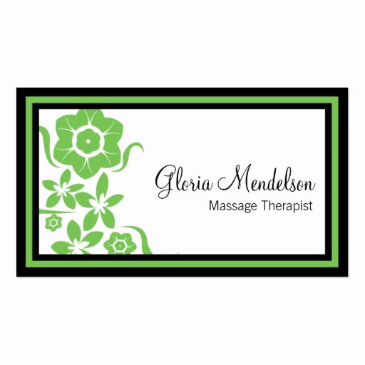 Massage therapy Business Cards Lovely Bold Green Floral Massage therapy Business Card