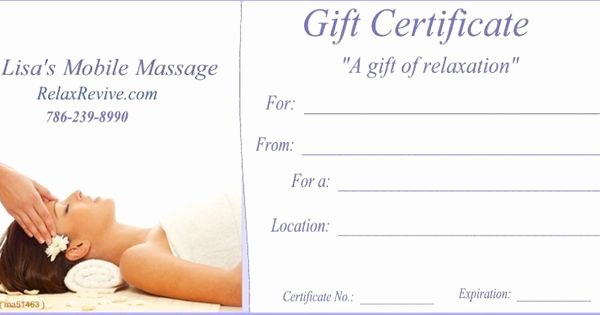 Massage therapy Gift Certificate Template Lovely Massage T Certificate Template