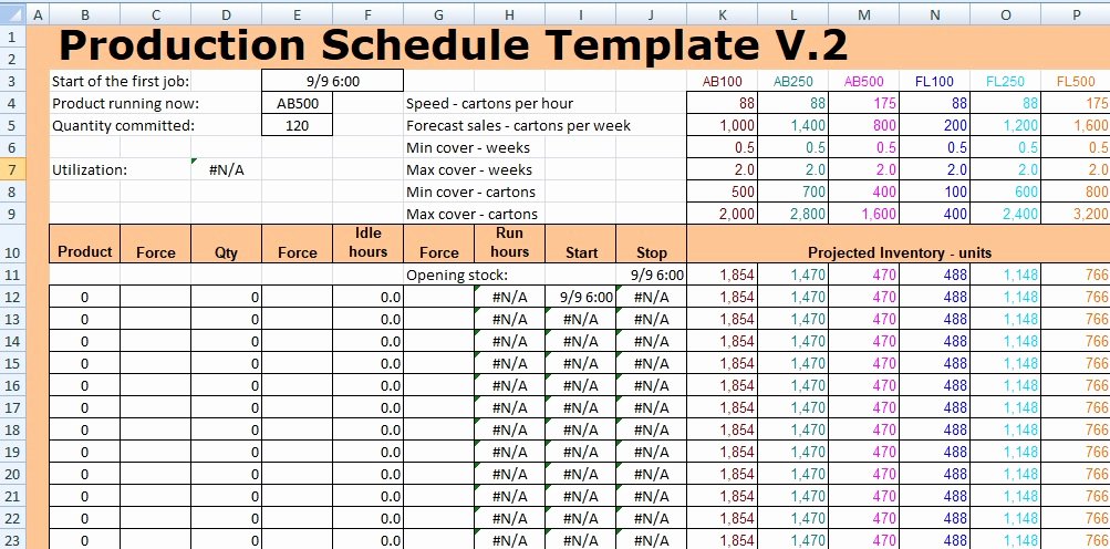 Master Production Schedule Excel Unique Production Schedule Template Excel Excel Spreadsheet Templates