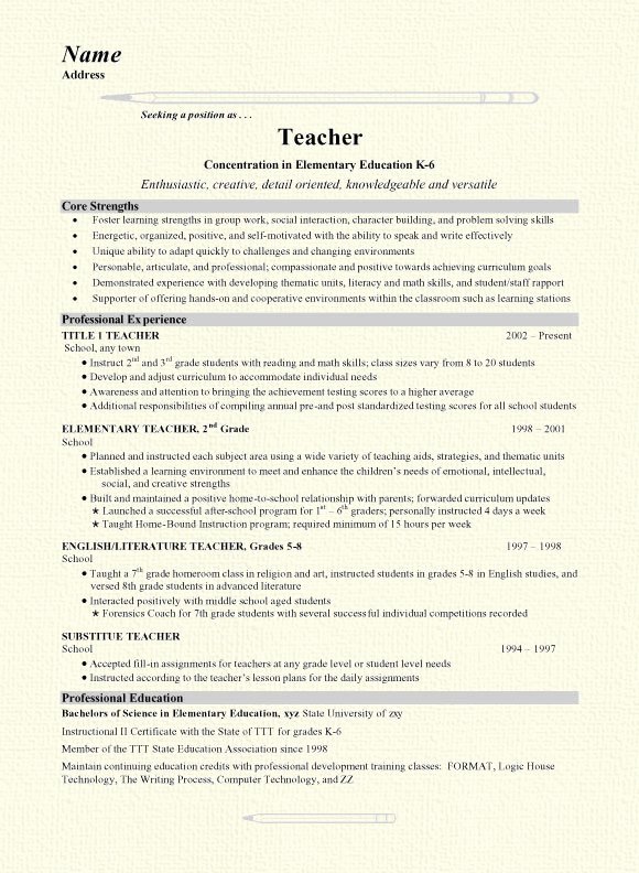 Math Teacher Resume Examples Inspirational Grade School Teacher Resume Example