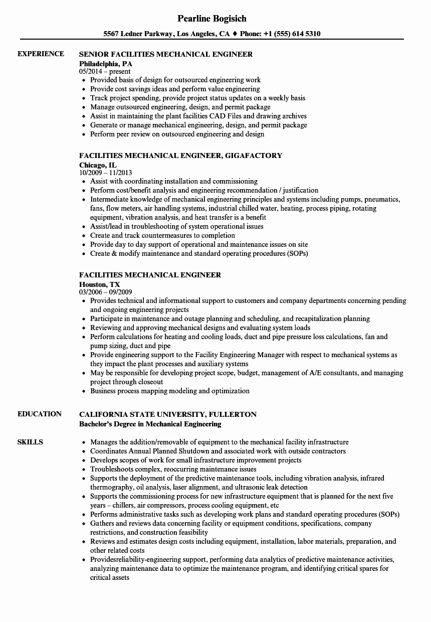 Mechanical Engineering Resume Templates Lovely 12 13 Mechanical Engineering Job Examples