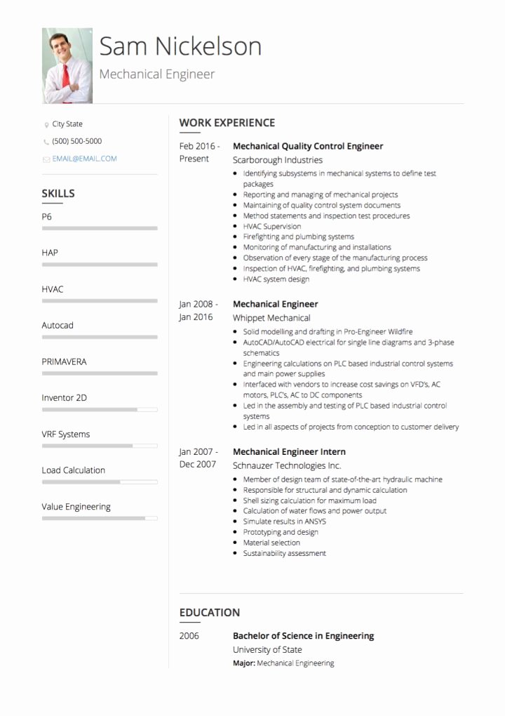 Mechanical Engineering Resume Templates Lovely Mechanical Engineer Cv Examples &amp; Templates