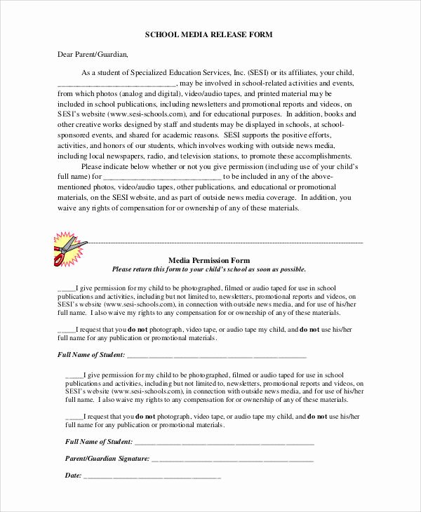 Media Release form Template Luxury Generic Release forms