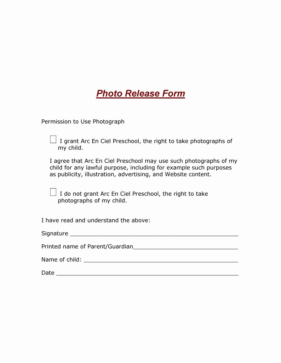 Media Release forms Template Beautiful social Media Photo Release form Template social Media