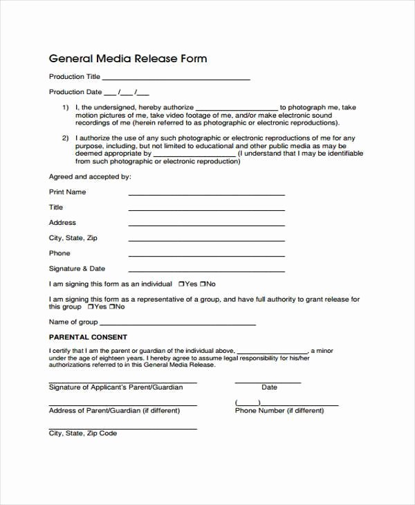 Media Release forms Template New Free 38 Release form Templates