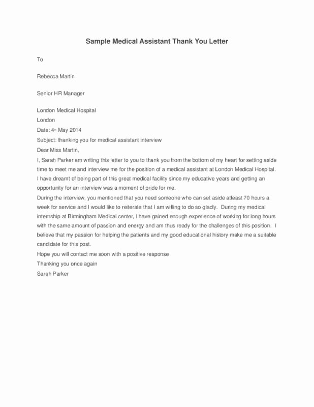 Medical assistant Thank You Letter New Medical School Interview Thank You Letter
