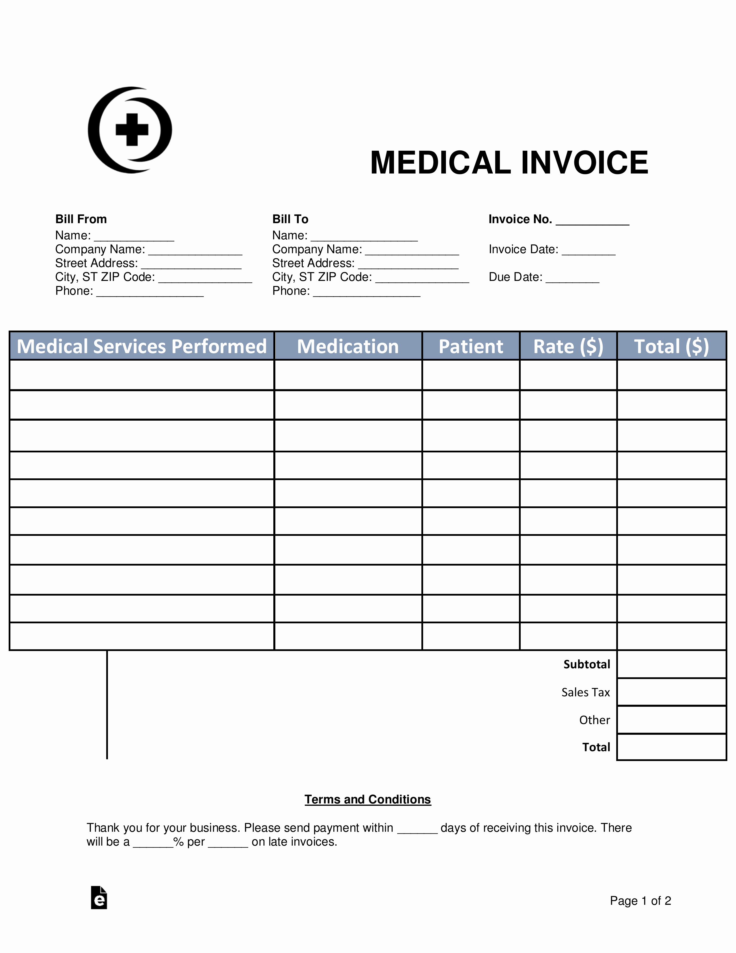 Medical Bill Template Pdf Best Of Free Medical Invoice Template Word Pdf