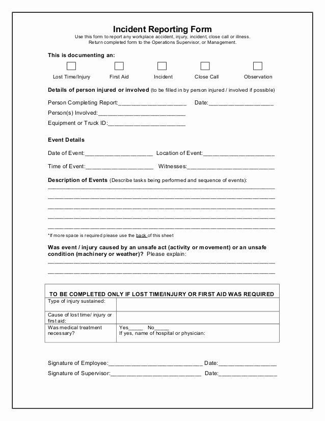 Medical Incident Report form Beautiful Accident Report form