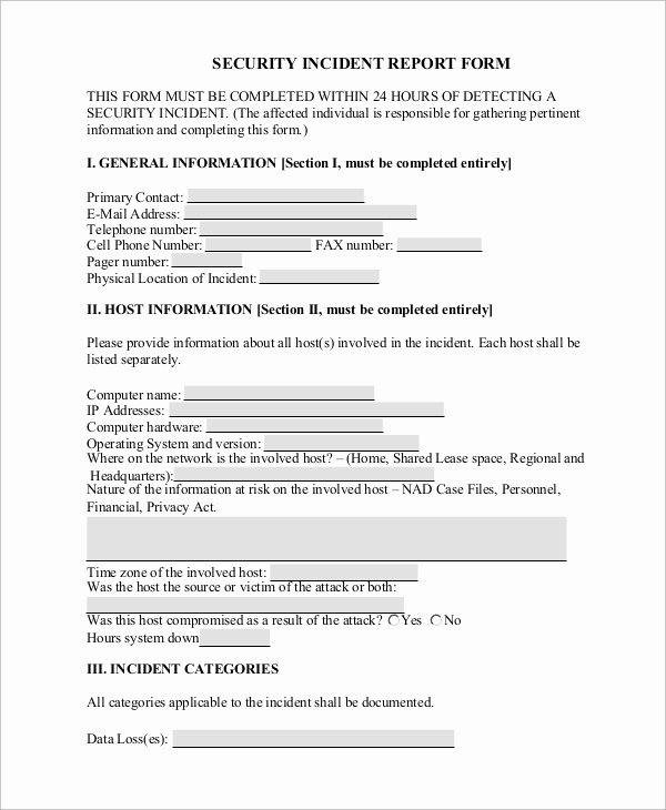 Medical Incident Report form Fresh Sample Incident Report form 9 Examples In Word Pdf