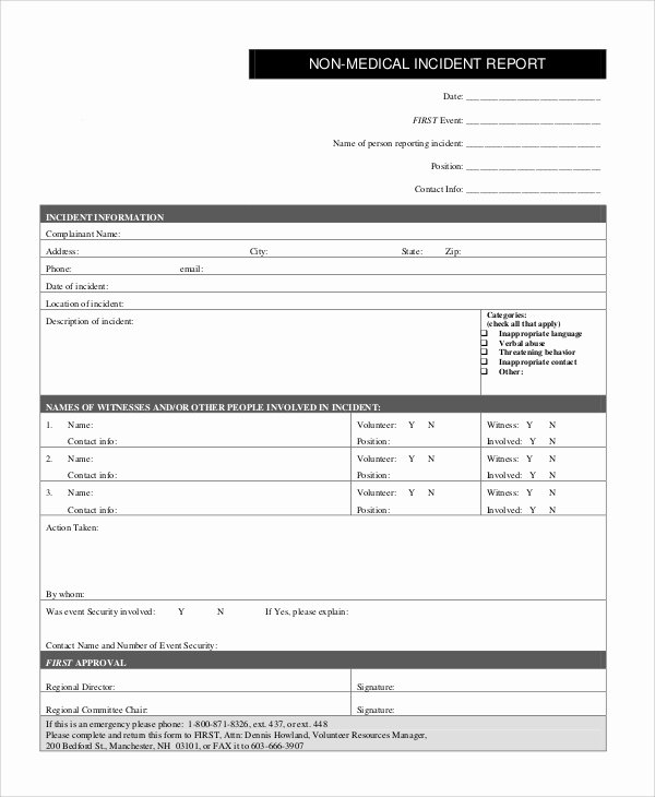Medical Incident Report form New Sample Incident Report 14 Documents In Pdf Word Docs