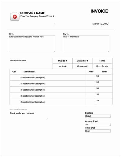 Medical Records Invoice Template Lovely Medical Records Invoice