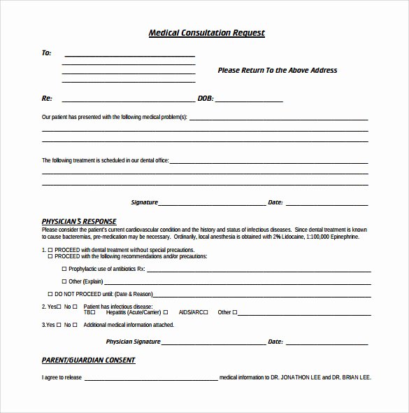 Medical Referral form Templates Beautiful Sample Medical Consultation form 11 Download Free