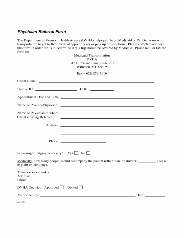 Medical Referral form Templates Best Of Physician Referral form Vermont Free Download