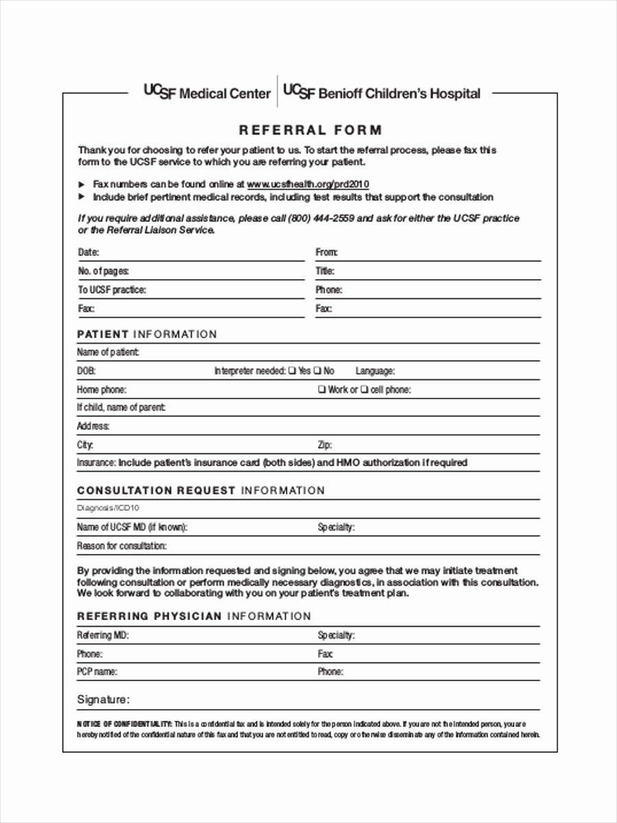 Medical Referral form Templates Fresh Free 7 Sample Medical Referral forms