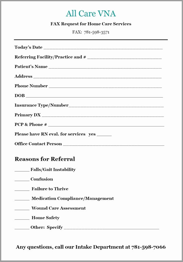 Medical Referral form Templates Inspirational Accessing Vna Services