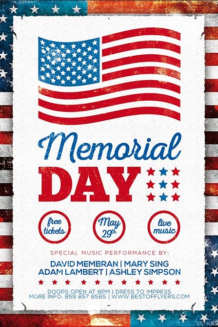 Memorial Day Flyer Template Free New Memorial Day Free Poster Template Freebie for Independence Day