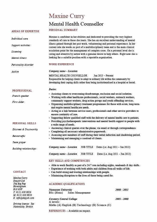 mental health counselor resume 1351