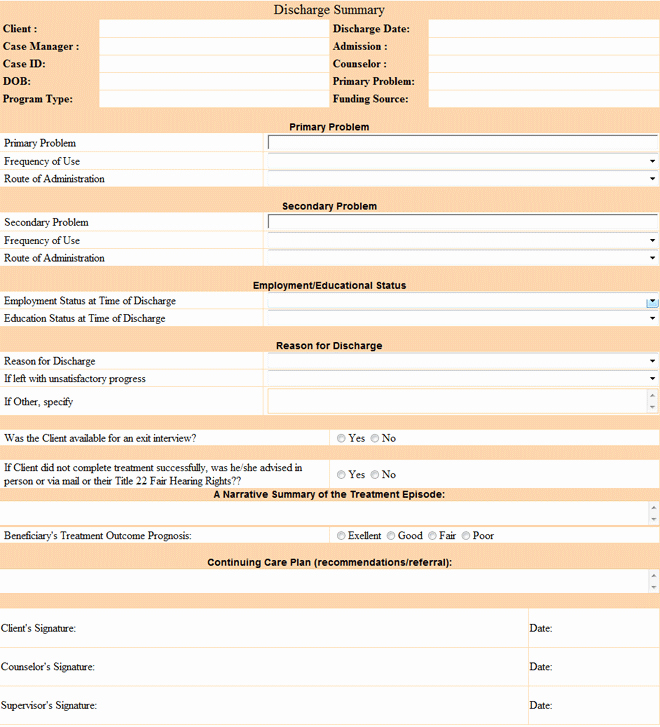 Mental Health Discharge Summary Sample Unique Substance Abuse Discharge Plan Template
