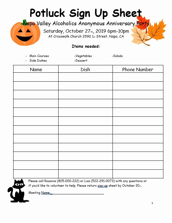 Mexican Potluck Signup Sheet Awesome 10 Free Potluck Sign Up Sheets Template &amp; Example Calypso Tree
