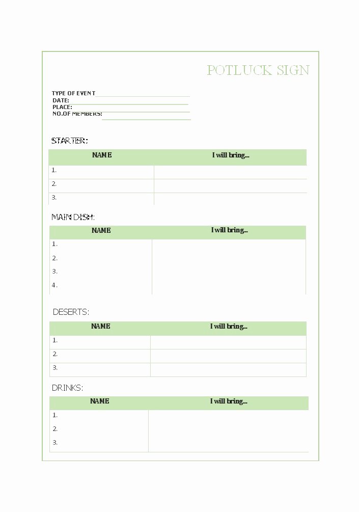 Mexican Potluck Signup Sheet Awesome 38 Best Potluck Sign Up Sheets for Any Occasion Template Lab