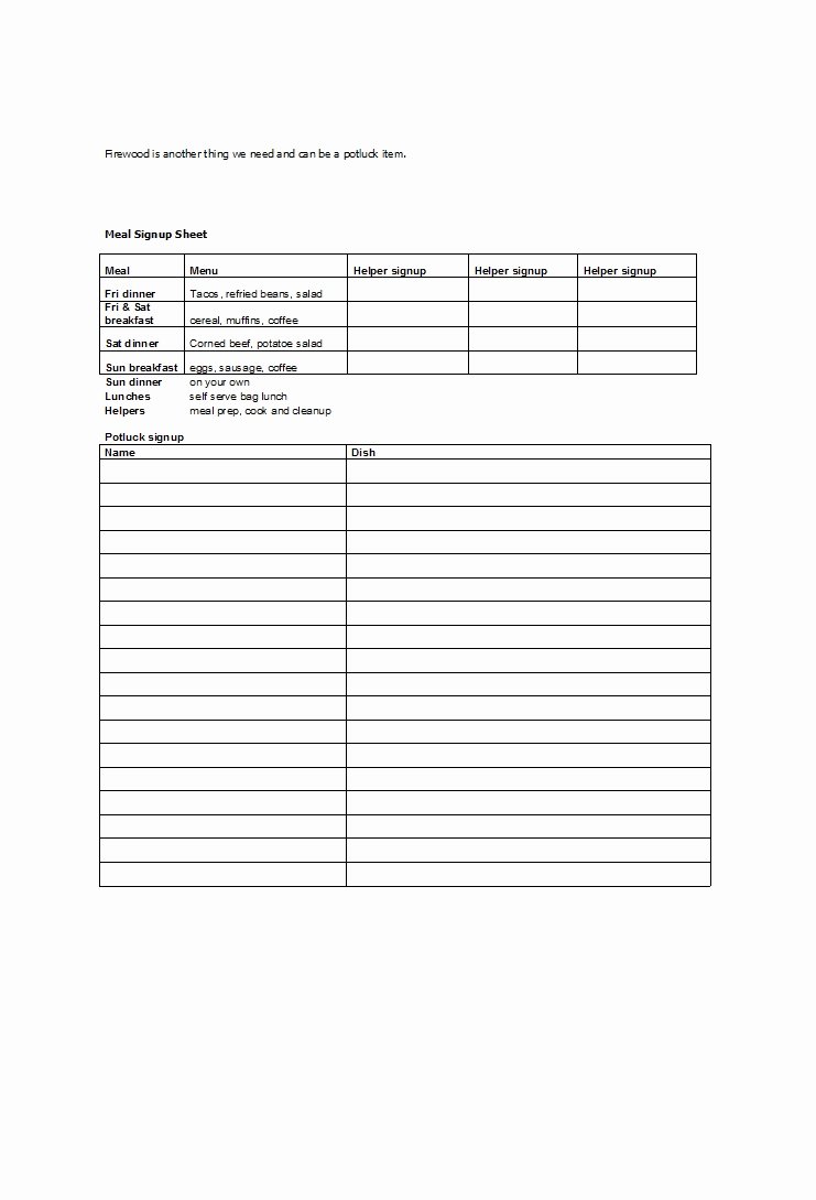 Mexican Potluck Signup Sheet Best Of 38 Best Potluck Sign Up Sheets for Any Occasion Template Lab