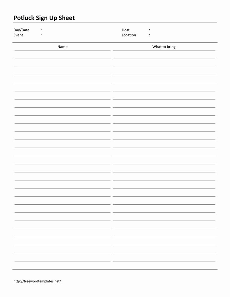 Mexican Potluck Signup Sheet Unique Potluck Sign Up Sheet Template Word Marketing Pinterest