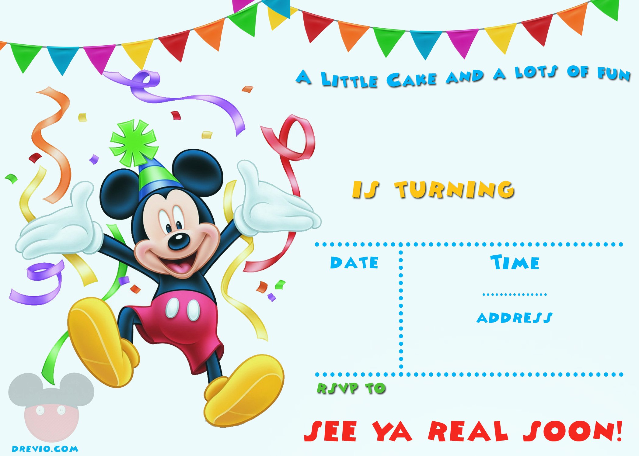 Mickey Mouse Birthday Card Template Luxury Free Mickey Mouse 1st Birthday Invitations – Free