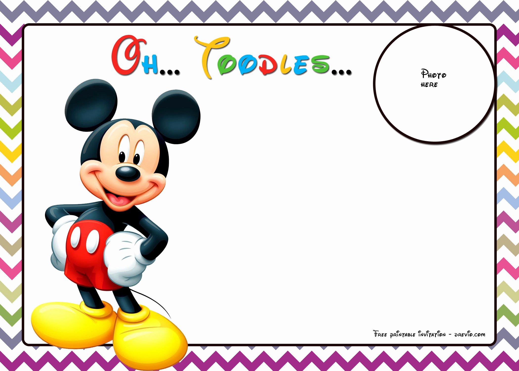 Mickey Mouse Birthday Invitations Template Elegant Free Mickey Mouse Birthday Invitations Template Chevron