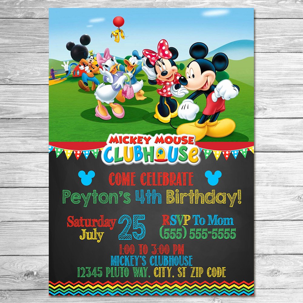 Mickey Mouse Birthday Party Invitations Beautiful Mickey Mouse Clubhouse Invitation Chalkboard Mickey Mouse