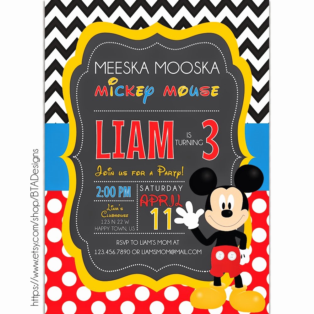 Mickey Mouse Birthday Party Invitations New Mickey Mouse Inspired Birthday Invitations Free Printable
