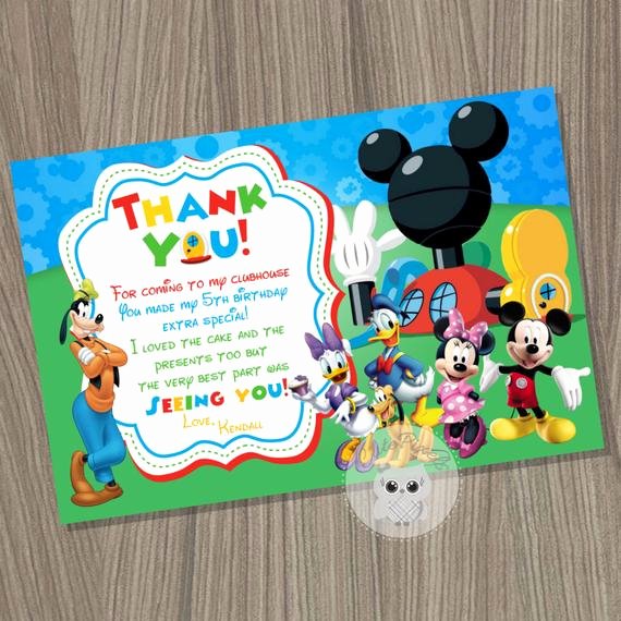 Mickey Mouse Thank You Cards Awesome Mickey Mouse Clubhouse Thank You Card Mickey Mouse by Cute