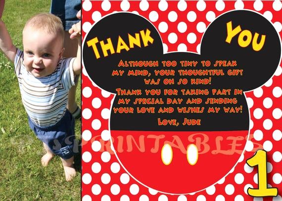 Mickey Thank You Cards Best Of Mickey Mouse Polka Dot Thank You Card Custom Digital File