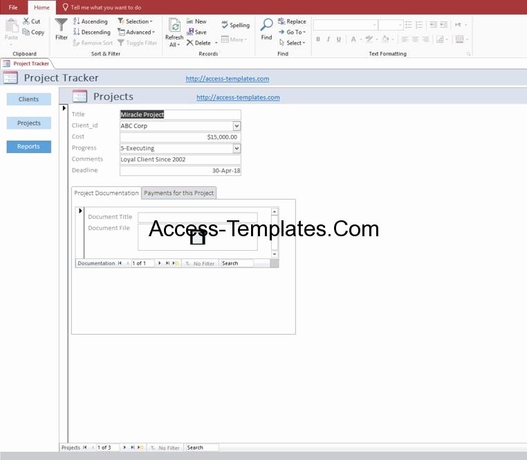 Microsoft Access Project Management Templates Elegant Simple Project Management tool with Time Tracker Access