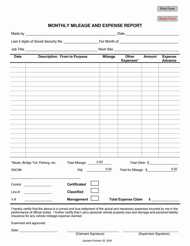 Mileage Reimbursement form Pdf Luxury 8 Printable Mileage Log Templates for Personal or Mercial Use