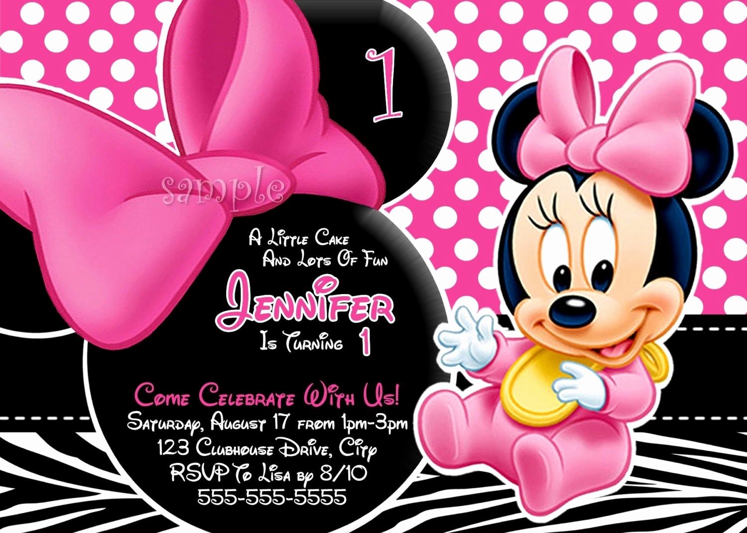 Minnie Mouse Birthday Invitation New Free Minnie Mouse Invitation Template Minnie Mouse First Birthday Invitation Templates