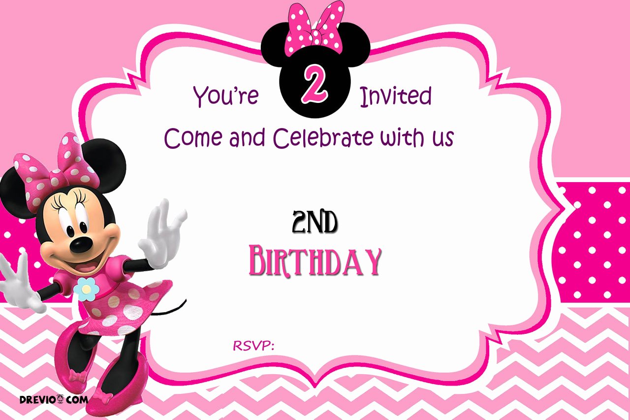 Minnie Mouse Birthday Invitations New Free Minnie Mouse 2nd Birthday Invitation Template Free Invitation Templates Drevio