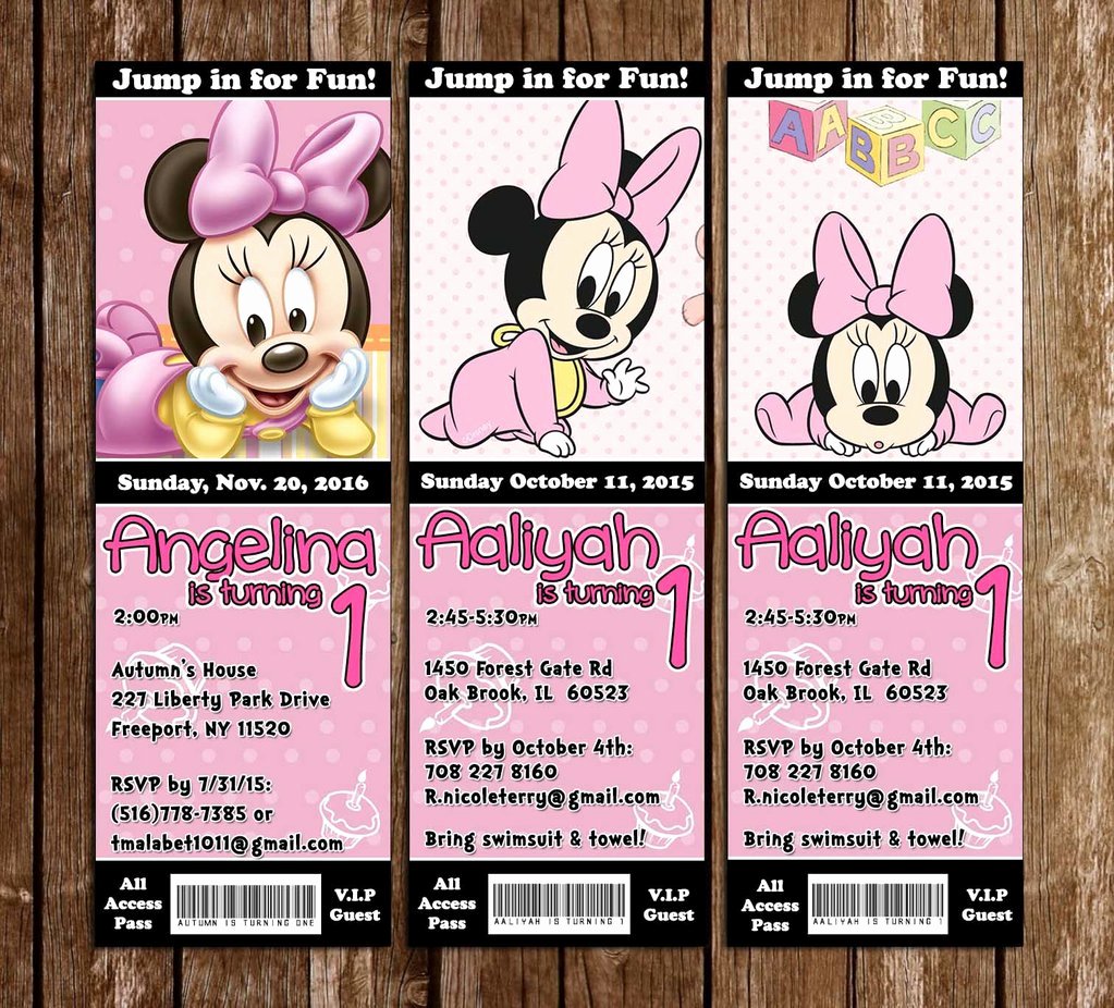 Minnie Mouse Personalized Invitations Fresh Novel Concept Designs Minnie Mouse Birthday Party Ticket Invitations