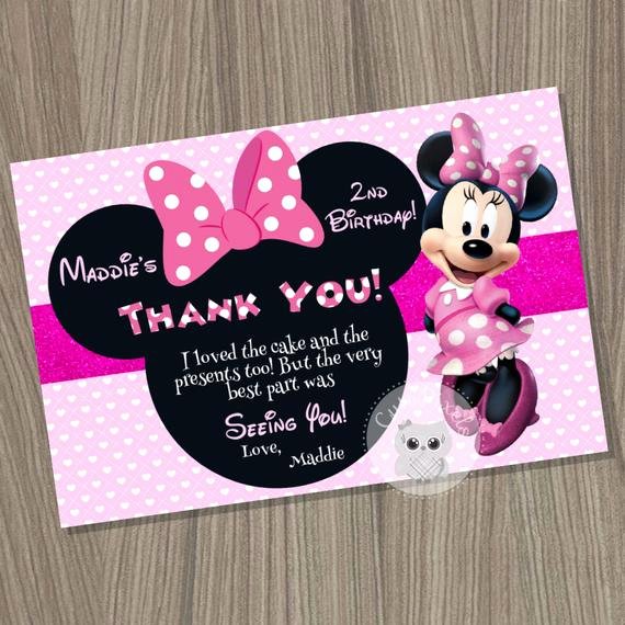Minnie Mouse Thank You Cards Elegant Minnie Mouse Thank You Card Minnie Mouse Birthday Minnie