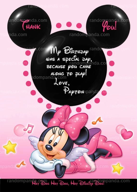 Minnie Mouse Thank You Cards Elegant Pink Minnie Mouse Thank You Card Minnie Mouse Party Minnie